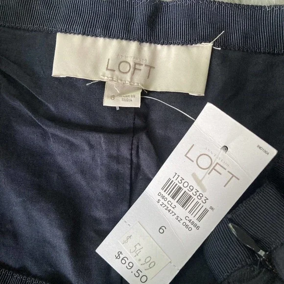 Ann Taylor Loft Sz 6 Black Eyelet Lace Skirt Cotton Side Zip Casual Summer NEW - Picture 5 of 11